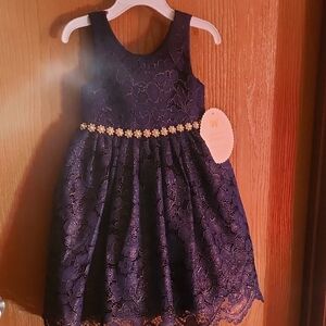American Princess Navy Blue Sheath Dress Embellished Ruffled Sz 3t.